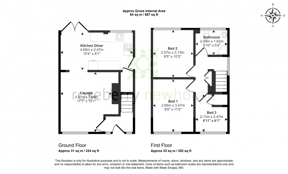 Floorplan for Thornaby, Stockton-on-Tees, Durham